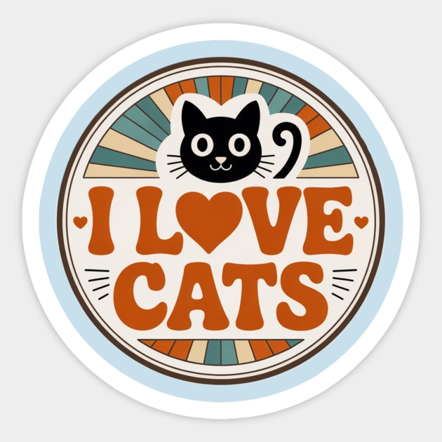 Retro I Love Cats Sticker by Pete the Cat Guy